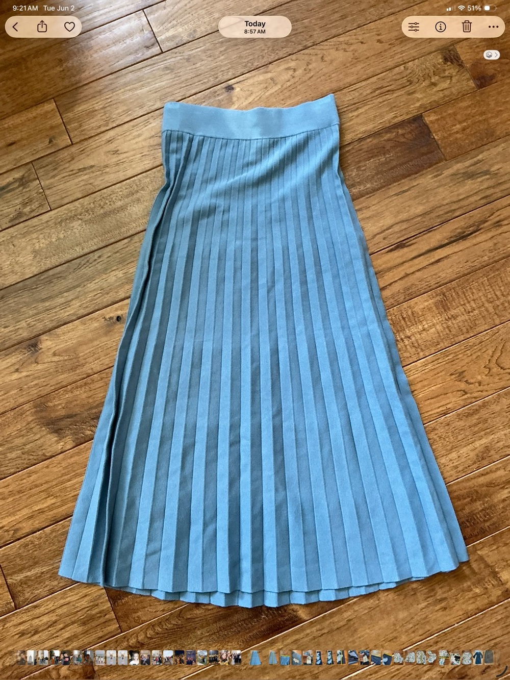 Le Maille Sezane Blue Knit Pleated Midi Skirt, Small - Picture 6 of 8